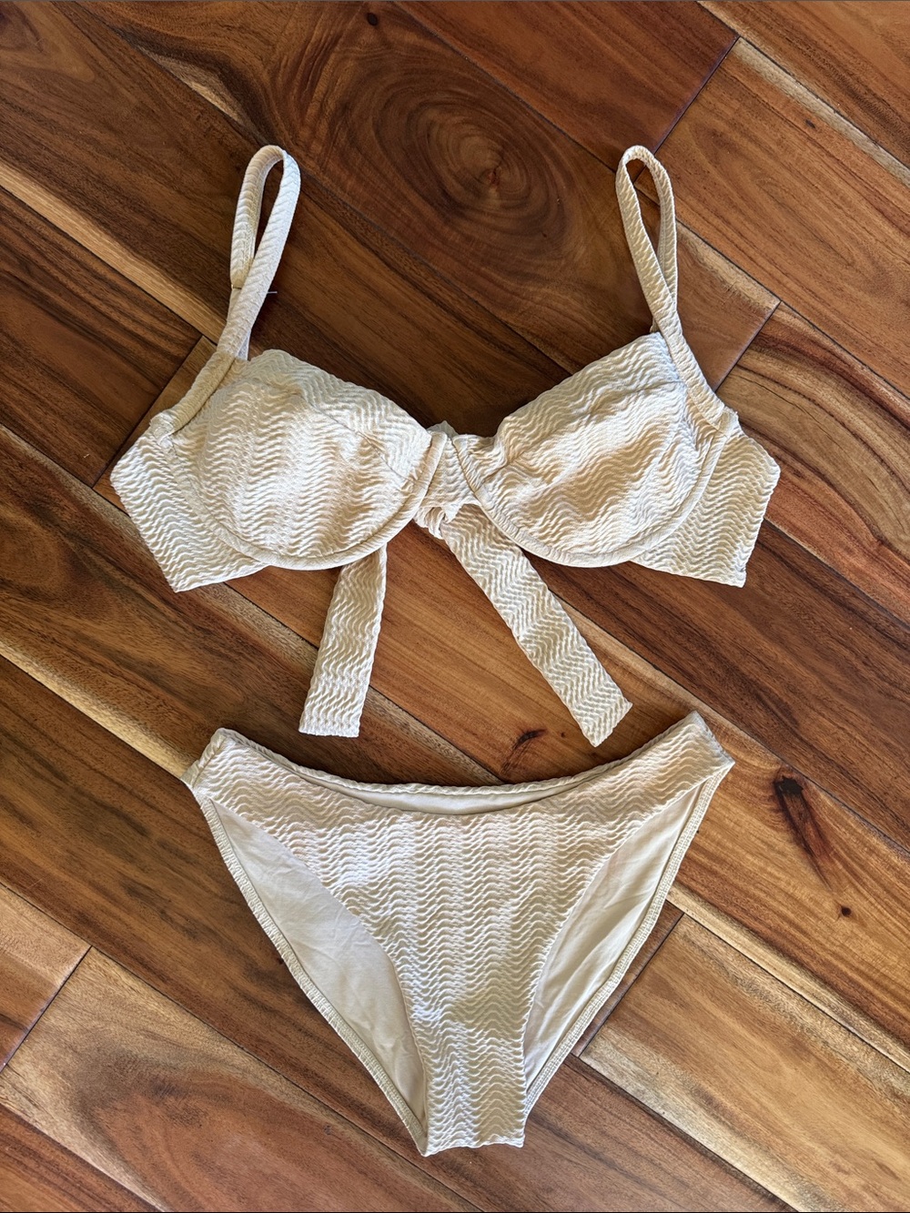 Monday Swimwear swimsuit, cream/light tan, top-size V, bottoms-size S
